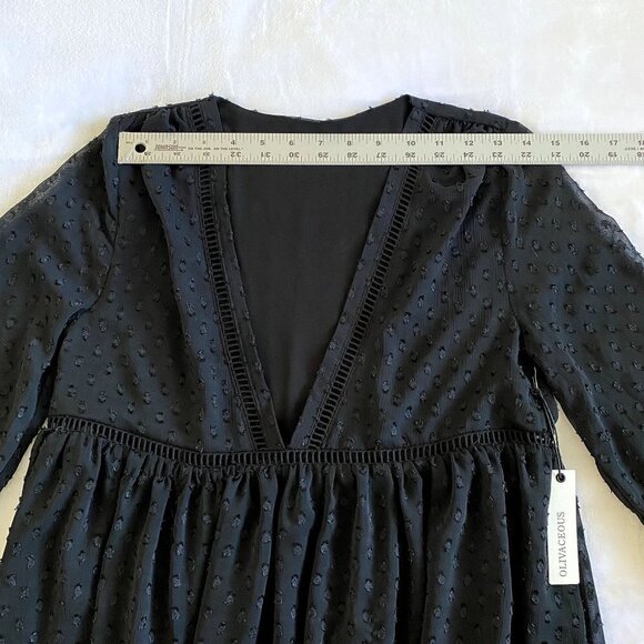 NWT | Olivaceous | V Neck Sheer Baby Doll Dress | Black | Size: Small - Picture 9 of 11